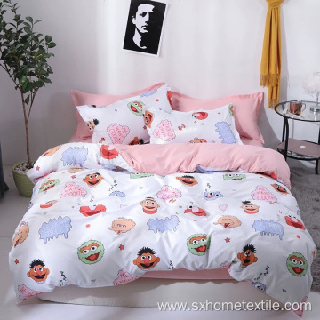 Printed Polyester Duvet Cover Bedsheet Bedding Set